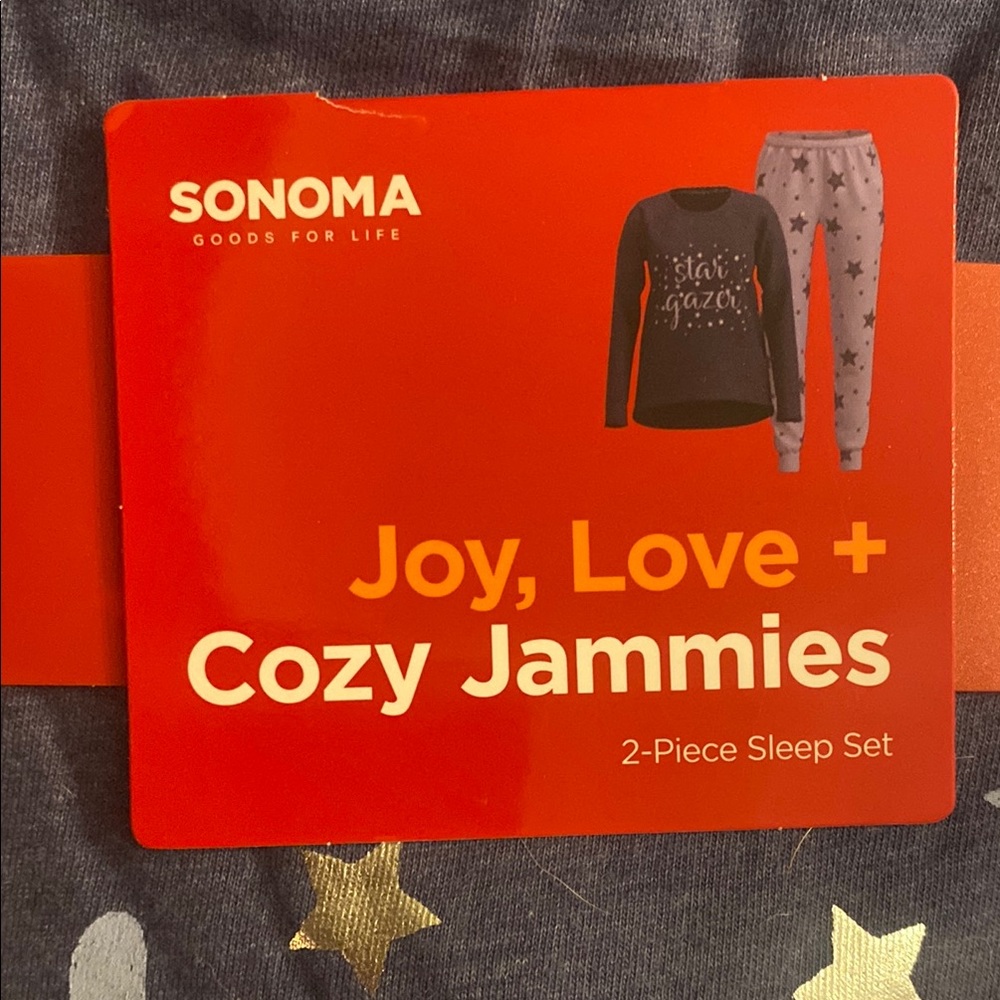 Sonoma Pajamas - Gray and Gold Star Print